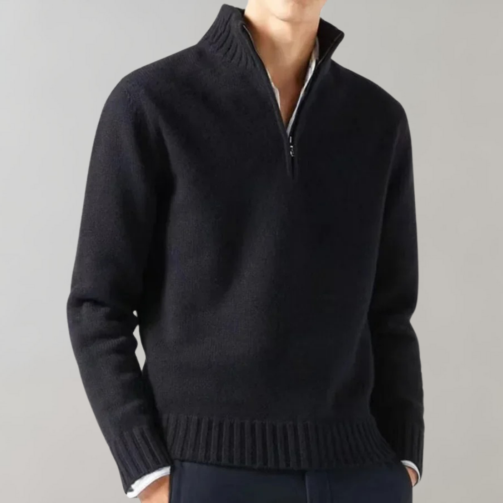 Stilfuld herre-sweater med halv lynlås - Ethan