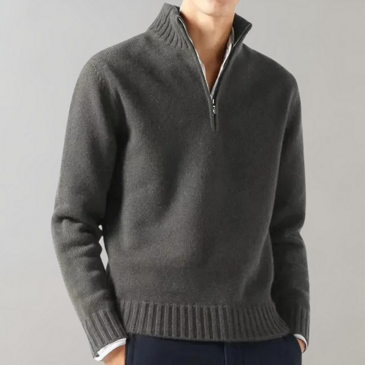 Stilfuld herre-sweater med halv lynlås - Ethan