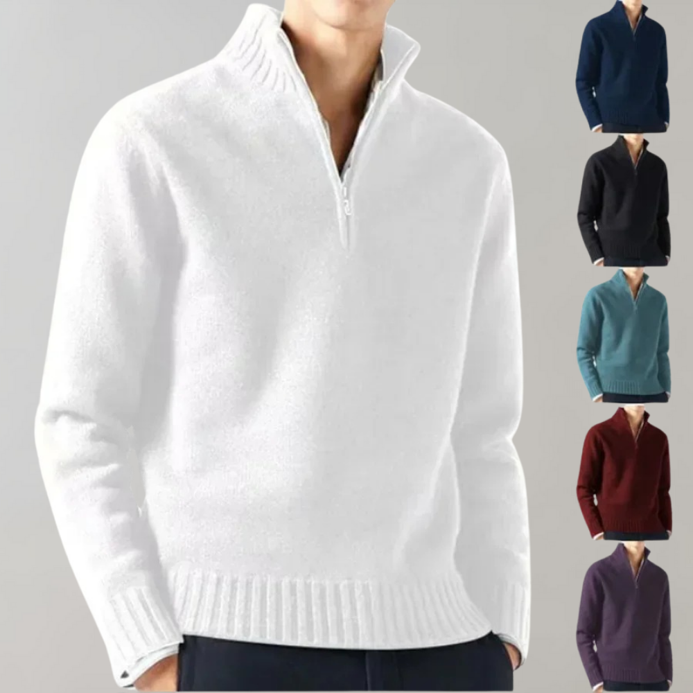 Stilfuld herre-sweater med halv lynlås - Ethan