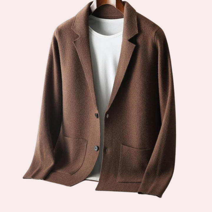 Herrenjacke aus 100 % Wolle mit Reverskragen und Eingrifftaschen – Ewan