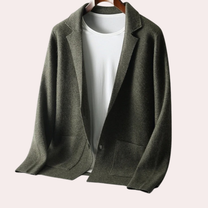 Herrenjacke aus 100 % Wolle mit Reverskragen und Eingrifftaschen – Ewan