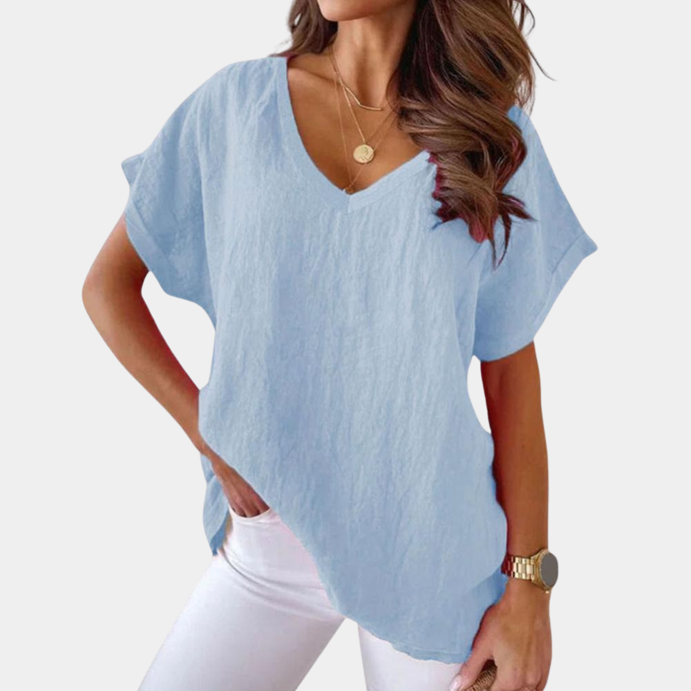 Casual dame T-shirt med V-udskæring – Yuna