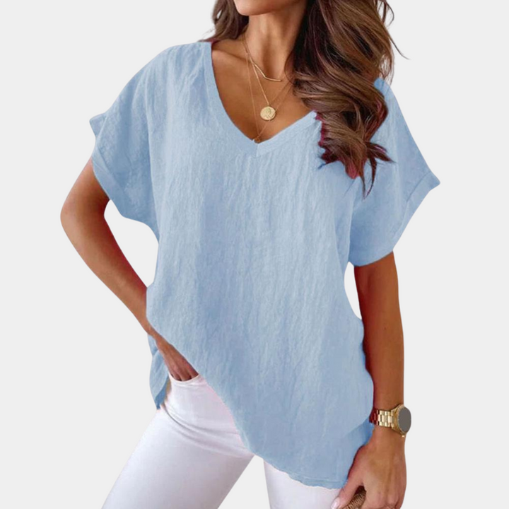Casual dame T-shirt med V-udskæring – Yuna