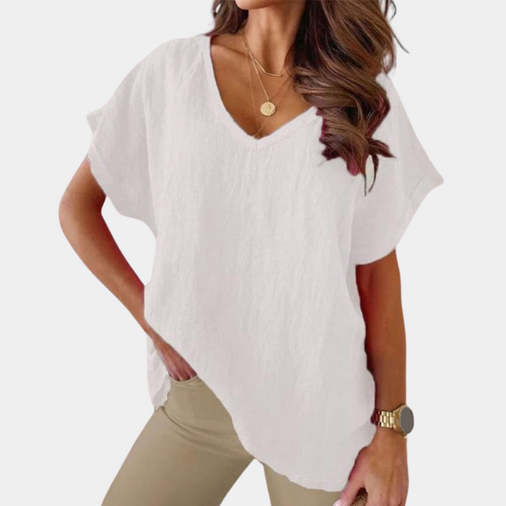 Casual dame T-shirt med V-udskæring – Yuna