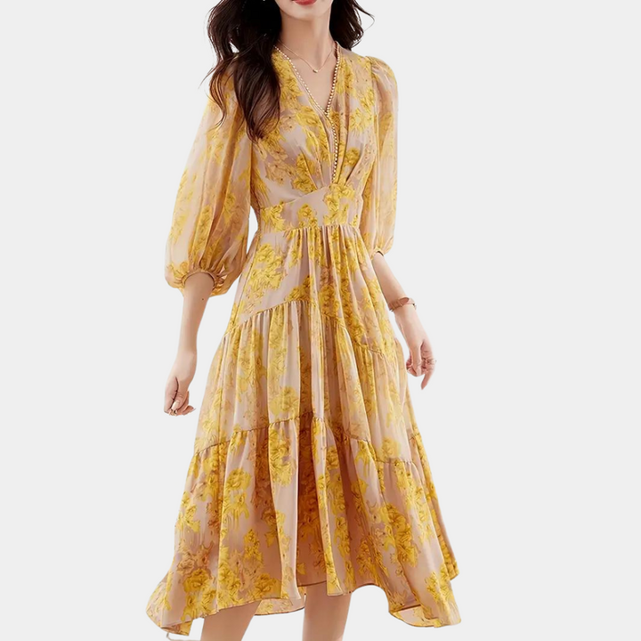 Vestido de flores veraniego con tela elástica – Maëlle