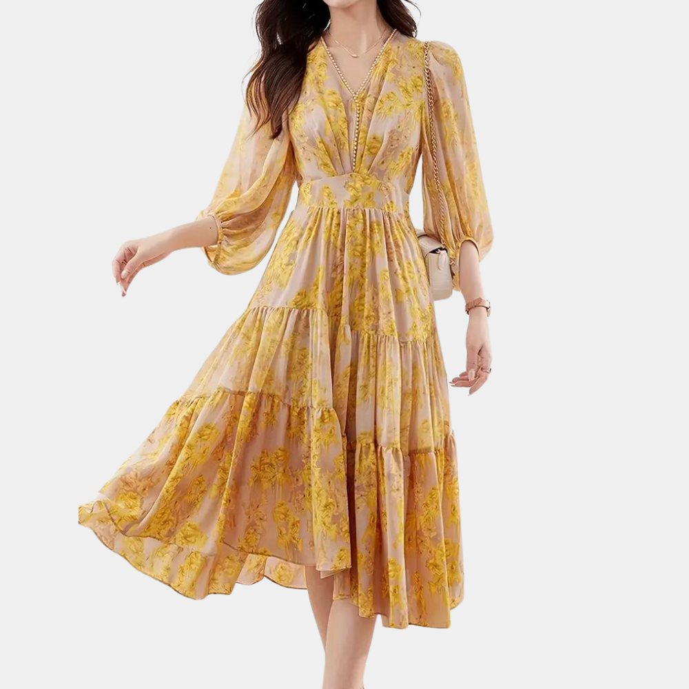 Vestido de flores veraniego con tela elástica – Maëlle
