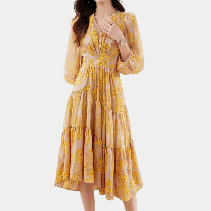 Vestido de flores veraniego con tela elástica – Maëlle