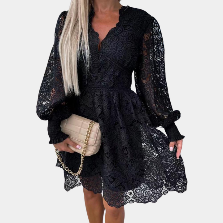 Vestido midi Kanten con estampado de flores – Eliane