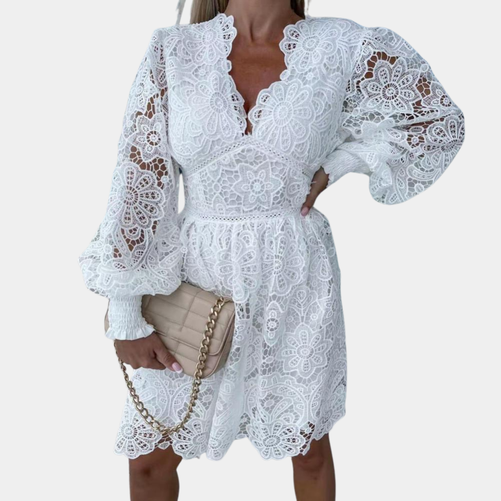 Vestido midi Kanten con estampado de flores – Eliane