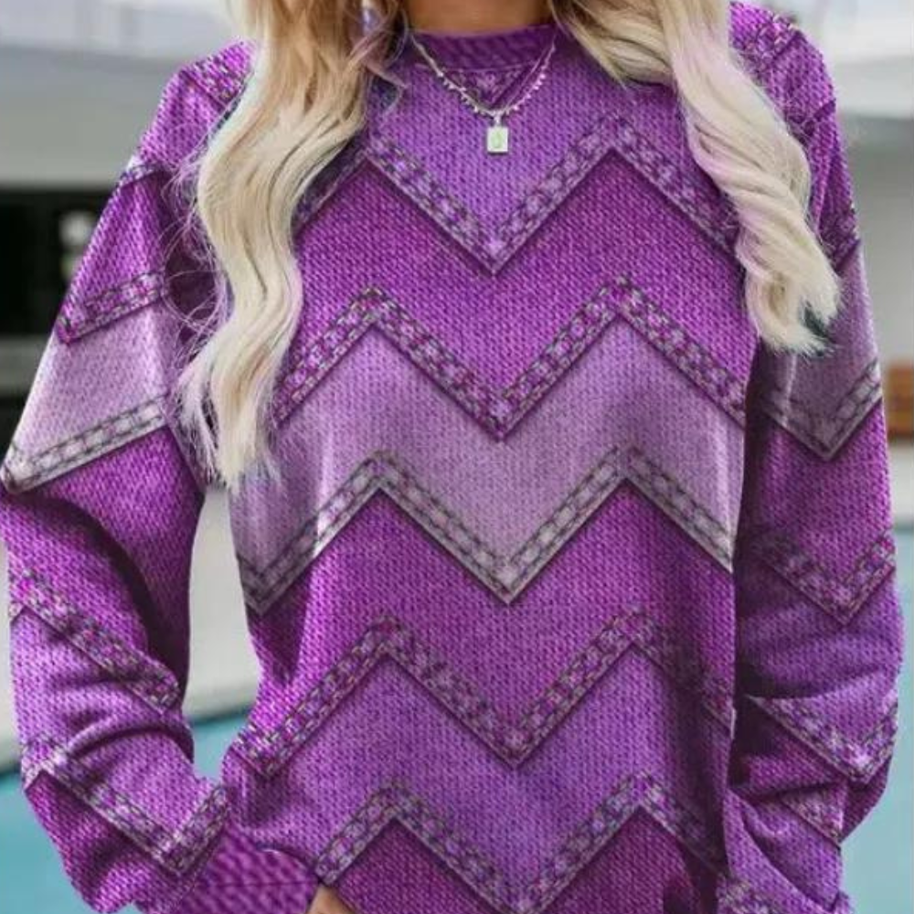 Knitted Sweater for Women with Chevron Pattern – Ylva