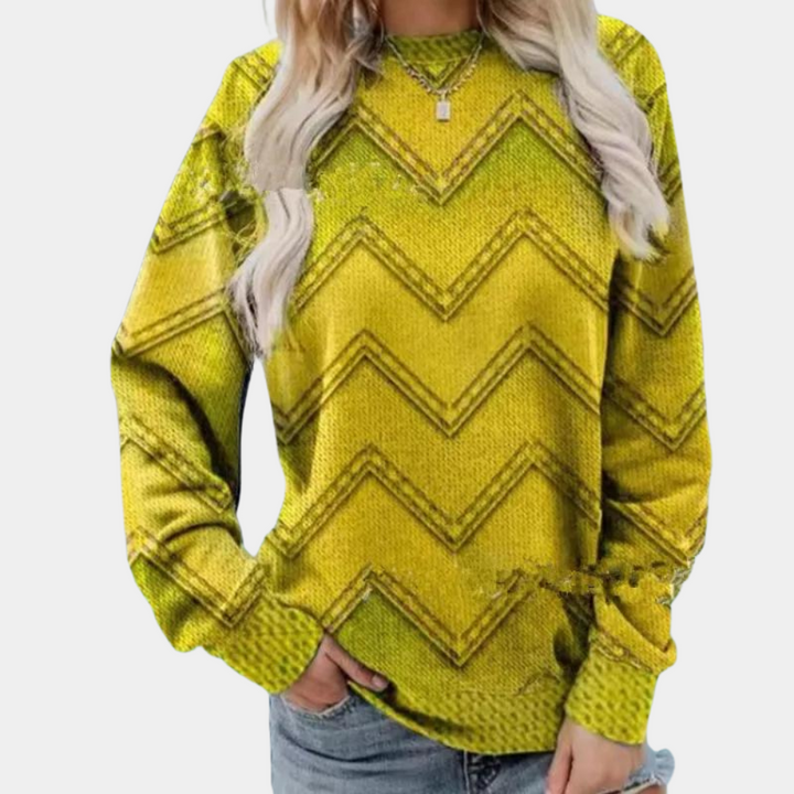 Knitted Sweater for Women with Chevron Pattern – Ylva