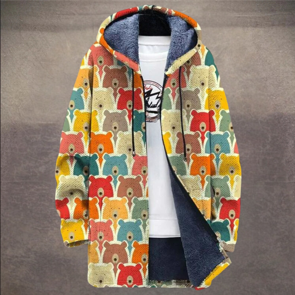 Retro herrejakke med colorblock-print og hætte – Eliano
