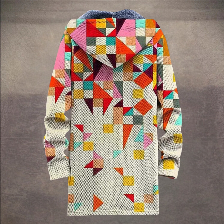 Retro herrejakke med colorblock-print og hætte – Eliano