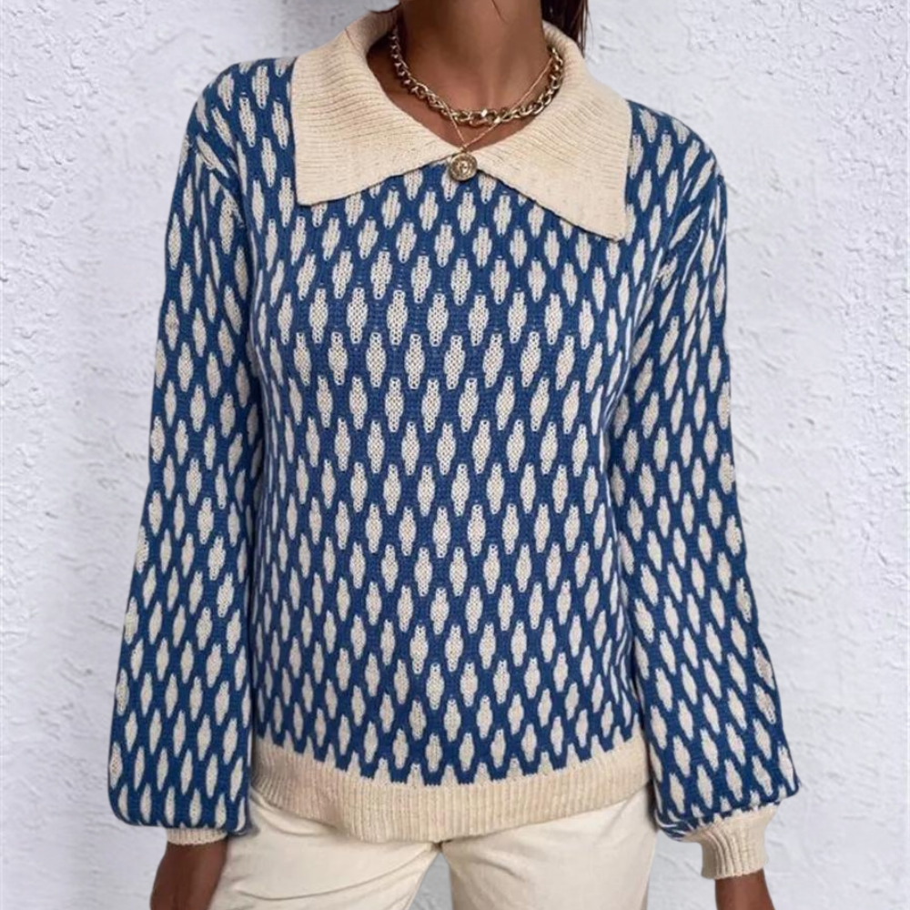 Knitted Sweater for Women with Collar – Solveig