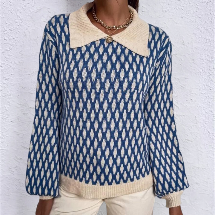 Knitted Sweater for Women with Collar – Solveig