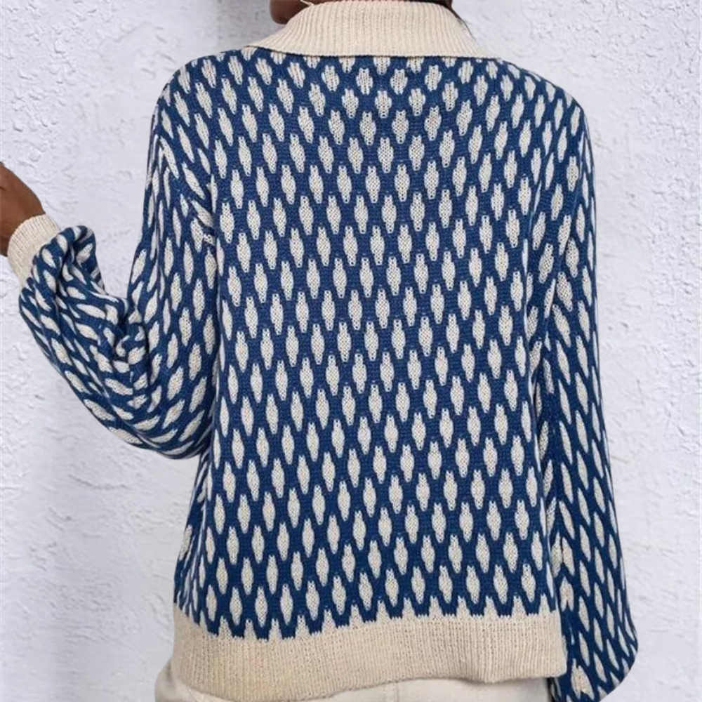 Knitted Sweater for Women with Collar – Solveig