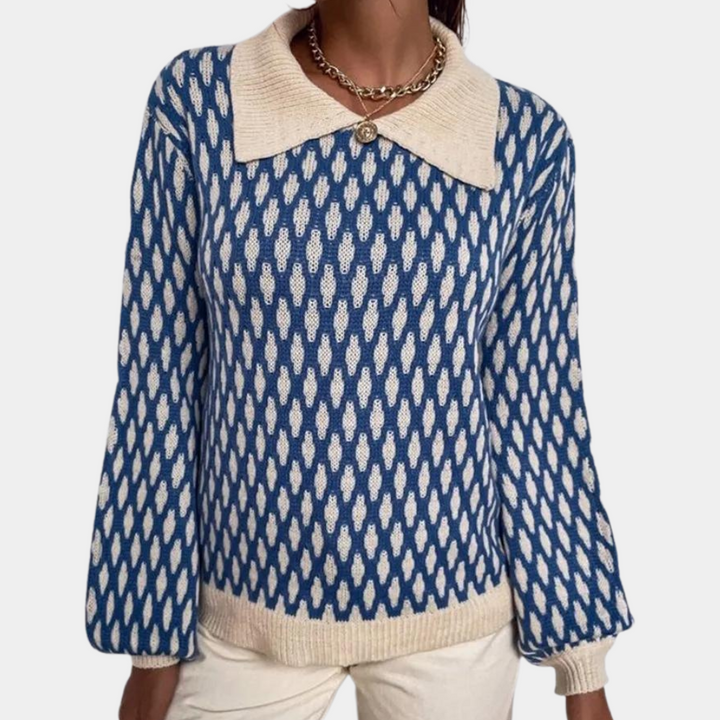 Knitted Sweater for Women with Collar – Solveig