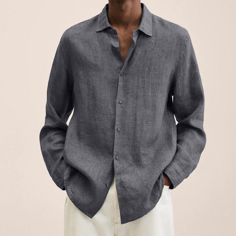 Men's Linen Shirt with Long Sleeves – Finn