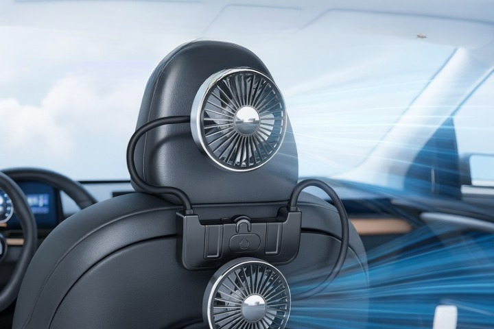 Dual-Head Rear Table Fan – Eary – (USB-C Rechargeable)