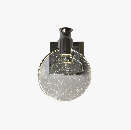 Runde Kristall-Wandleuchte, modernes Design, LED-Beleuchtung, Chrom-Finish, dekorativ.