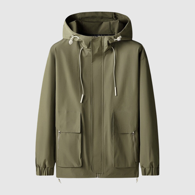 Chaqueta para hombre a prueba de viento con capucha y cremalleras – Max