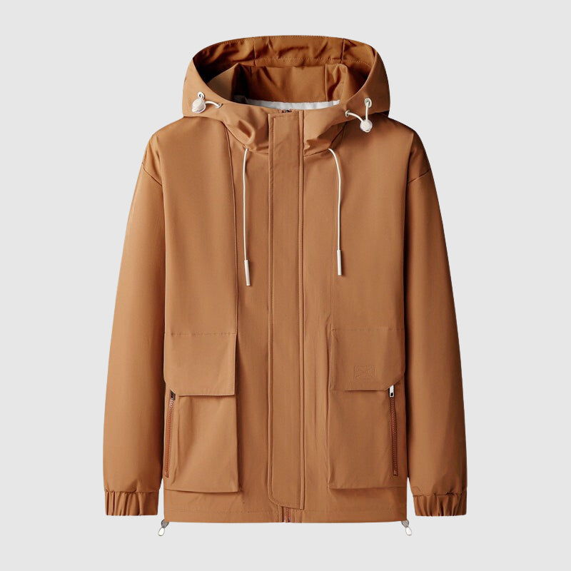 Chaqueta para hombre a prueba de viento con capucha y cremalleras – Max