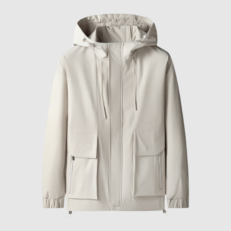 Chaqueta para hombre a prueba de viento con capucha y cremalleras – Max