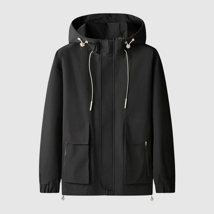 Chaqueta para hombre a prueba de viento con capucha y cremalleras – Max
