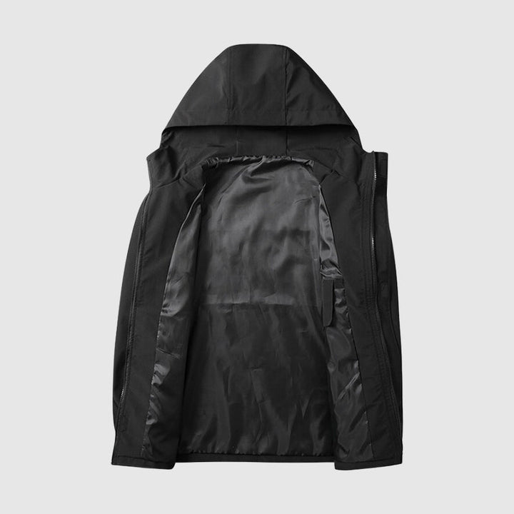 Chaqueta para hombre a prueba de viento con capucha y cremalleras – Max