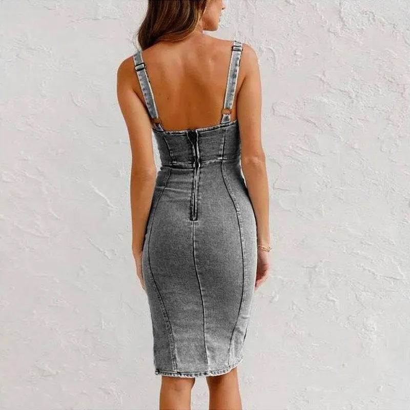 Stylish midi dress with slit – Rike