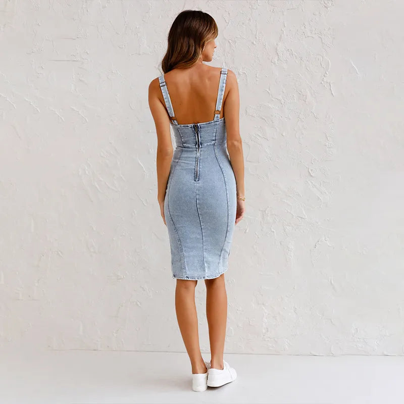 Stylish midi dress with slit – Rike