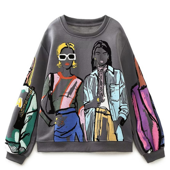 Vidtsiddende sweater med uldmønster – Elise