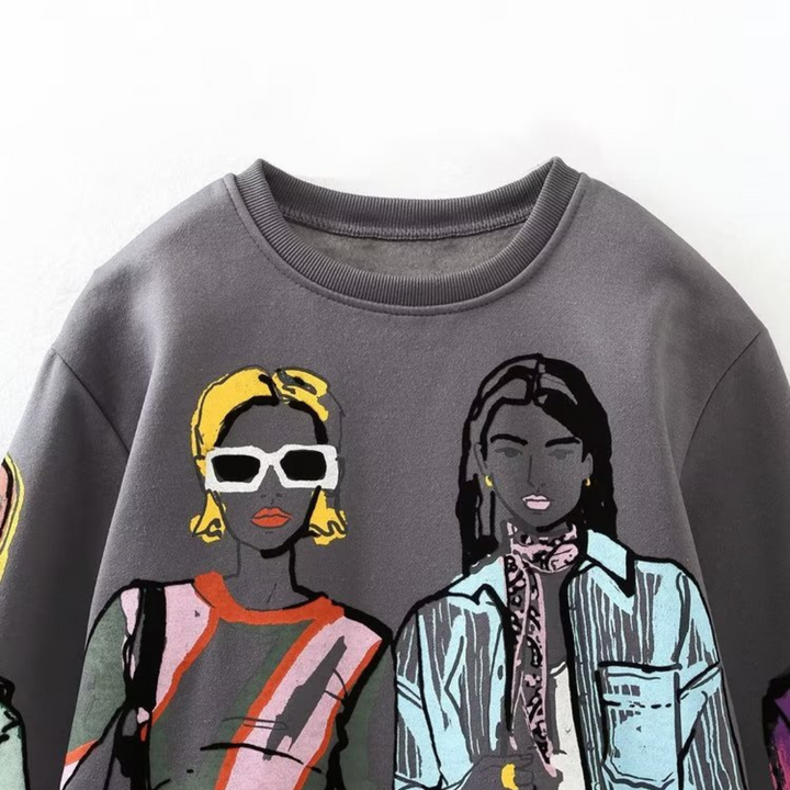 Vidtsiddende sweater med uldmønster – Elise