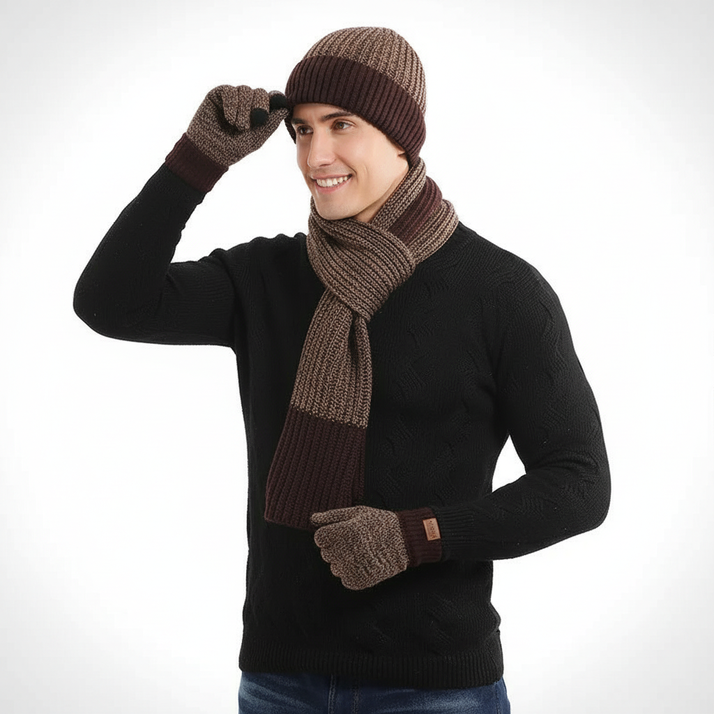 Dreiteiliges Strickset Aus Wollgarn - Frostique