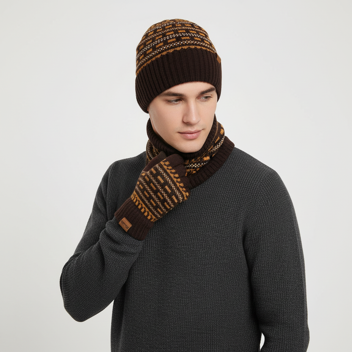 Dreiteiliges Strickset Mit Fleecefutter - Fleeceon