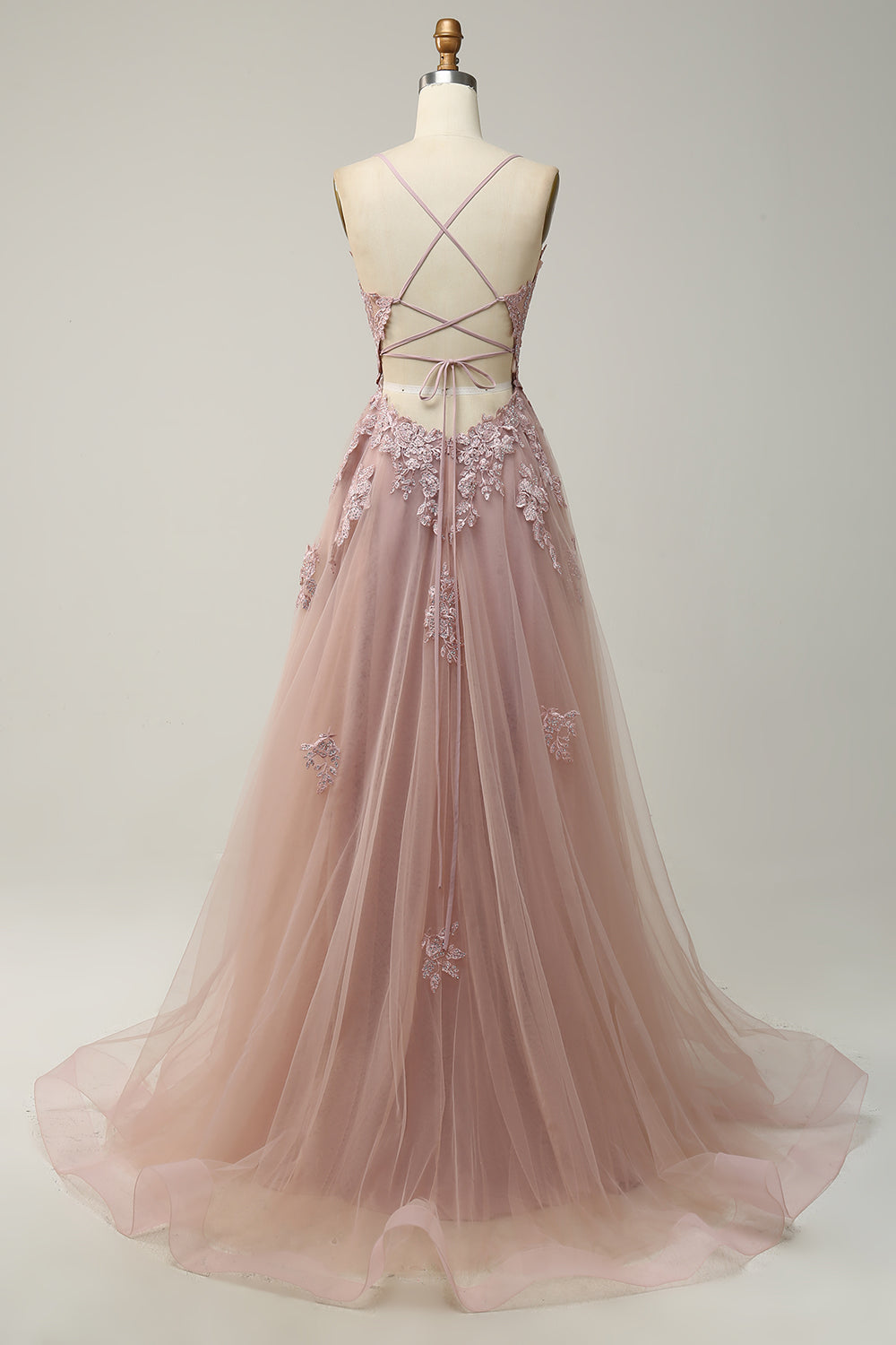 Vestido de baile estilo A-line elegante con tirantes finos y cordones - Julia