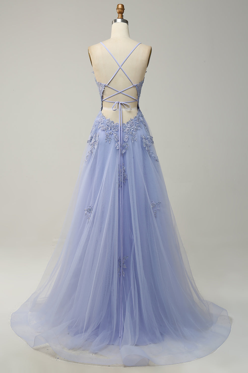 Vestido de baile estilo A-line elegante con tirantes finos y cordones - Julia