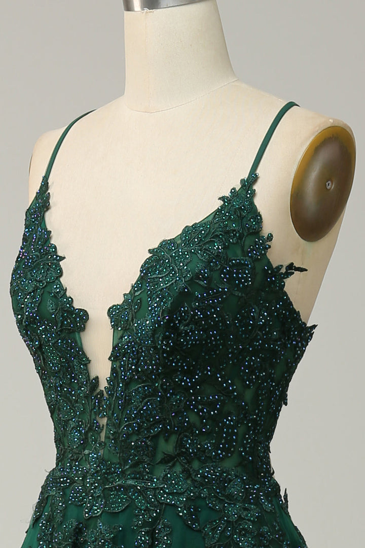 Vestido de baile estilo A-line elegante con tirantes finos y cordones - Julia