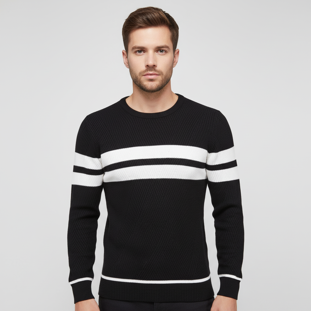 Gestreifter Herren Strickpullover - Pascal