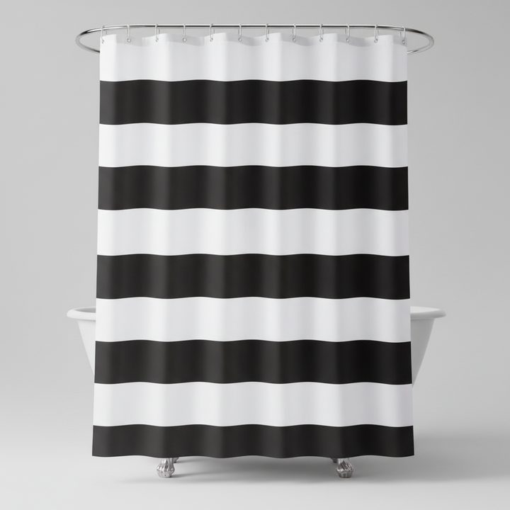 Gestreifter Textil Duschvorhang - WavePanel