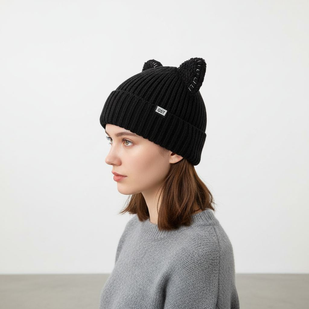 Gestrickte Wintermütze Mit Ohren - PurrHat
