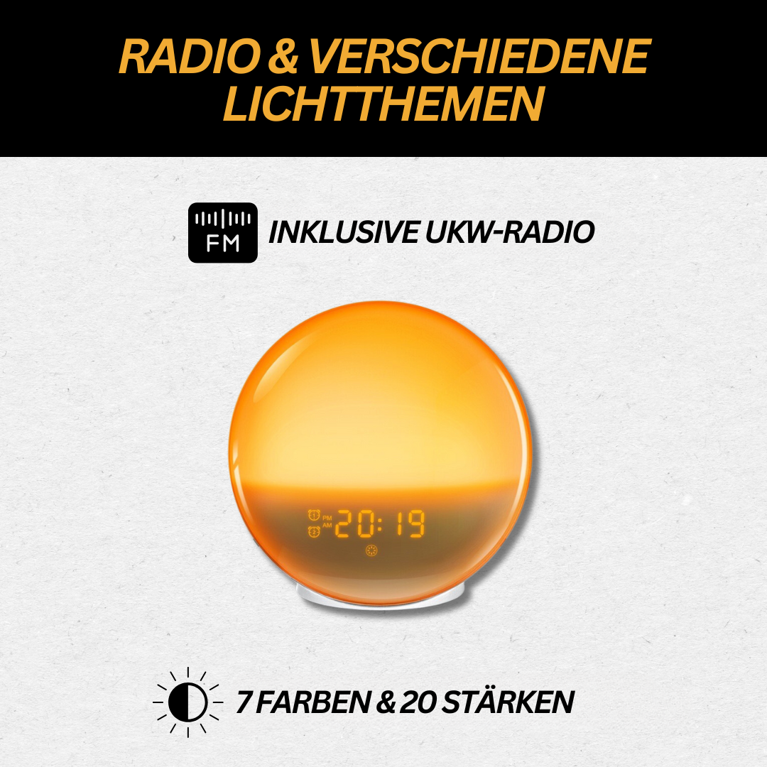 Natural Radio Alarm Clock with Wake-up Light - GlowRise