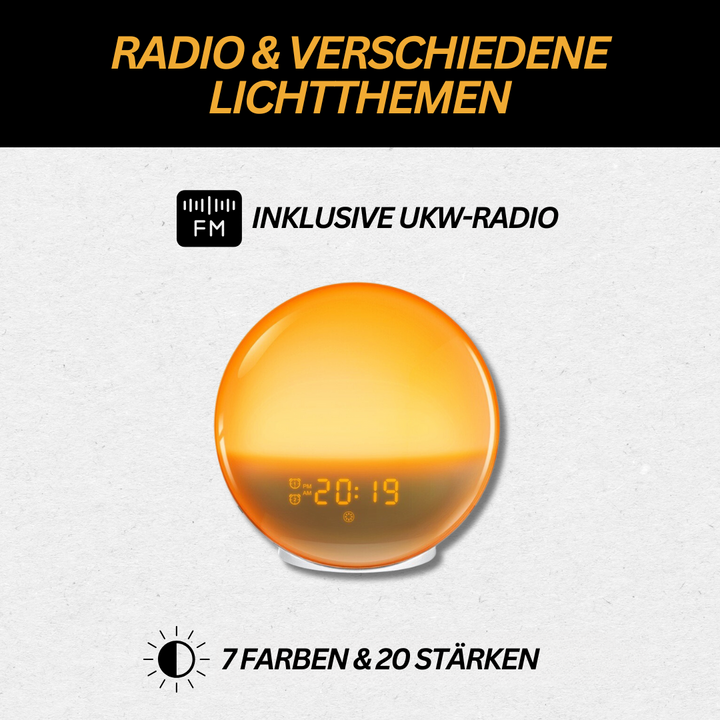 Natural Radio Alarm Clock with Wake-up Light - GlowRise