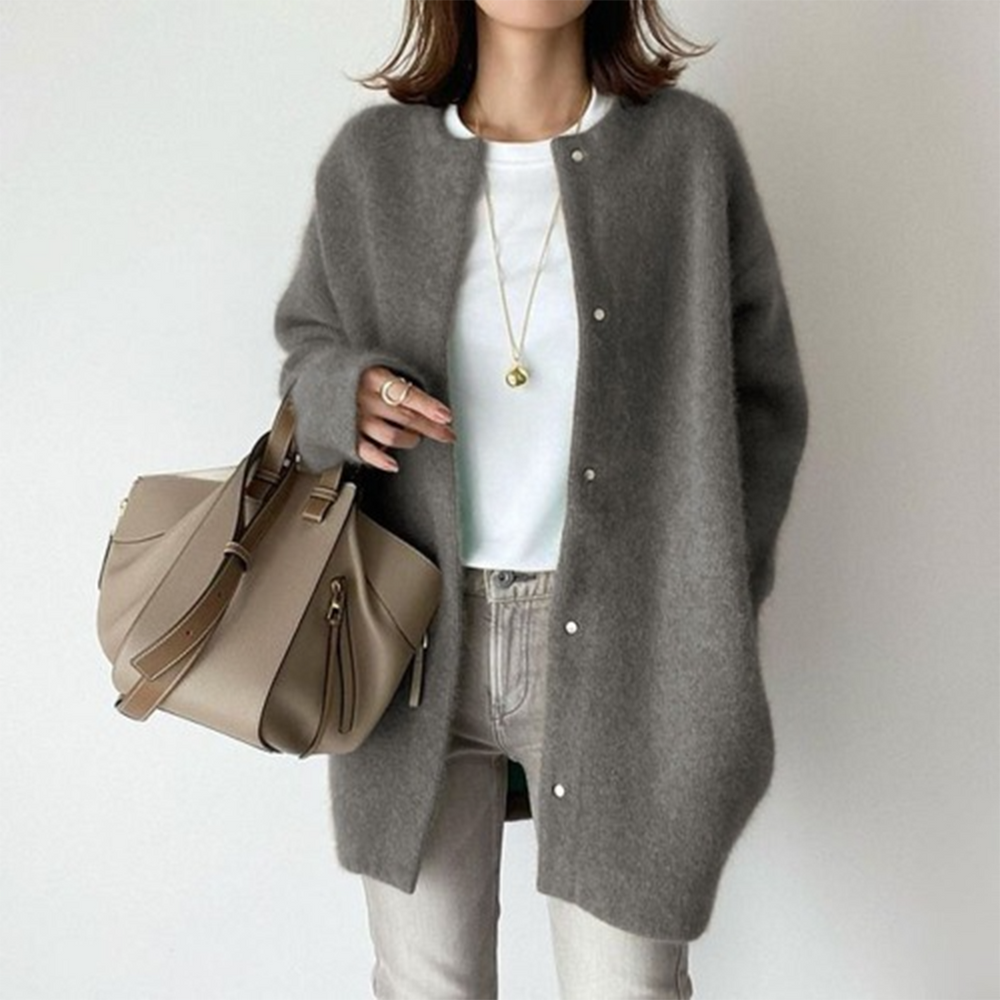 Lange Ärmel Damen Cardigan mit Taschen – Liora