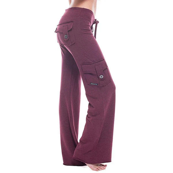 Women's Bootcut Cargo Pants with Pockets – Isabella