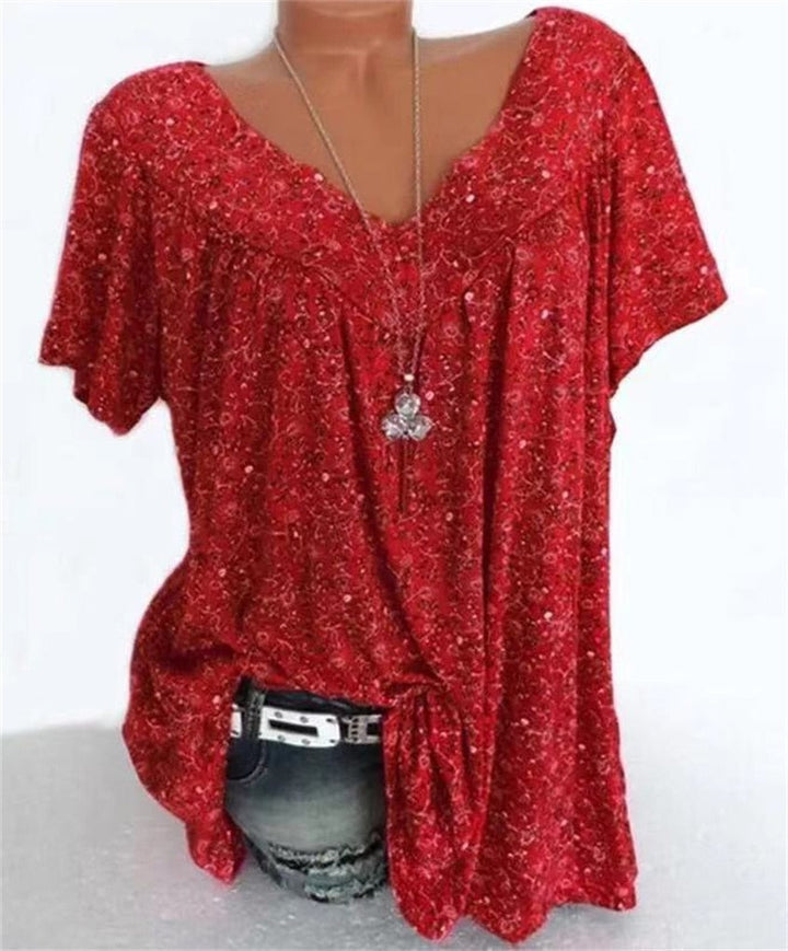 Dame Boho Sommerbluse med Blomsterprint - Celeste