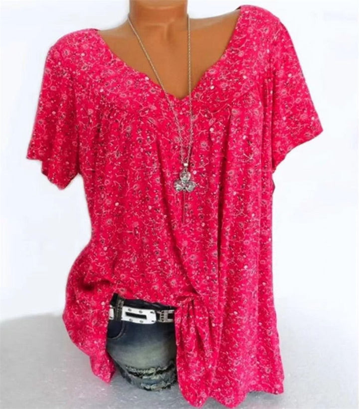 Dame Boho Sommerbluse med Blomsterprint - Celeste