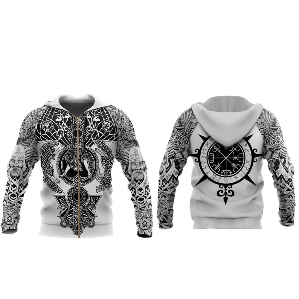 Viking-hoodie med runer og krigermotiver – Eirik
