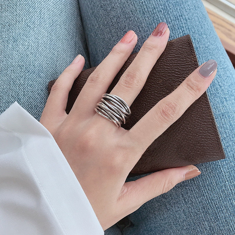 Adjustable Silver Layered Ring – Liora