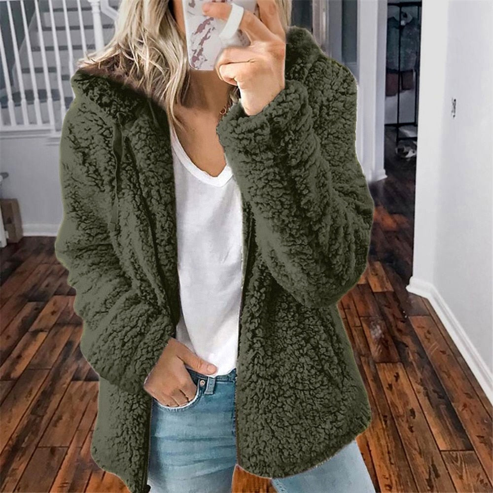 Fluffy Women's Vest with Hood - Sofia